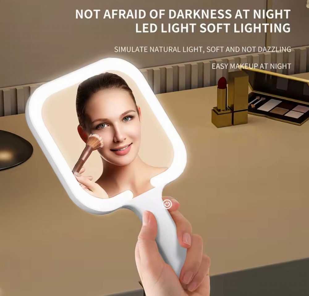 Led Handheld Makeup Mirror – Portable Vanity Mirror With Soft Ring Light