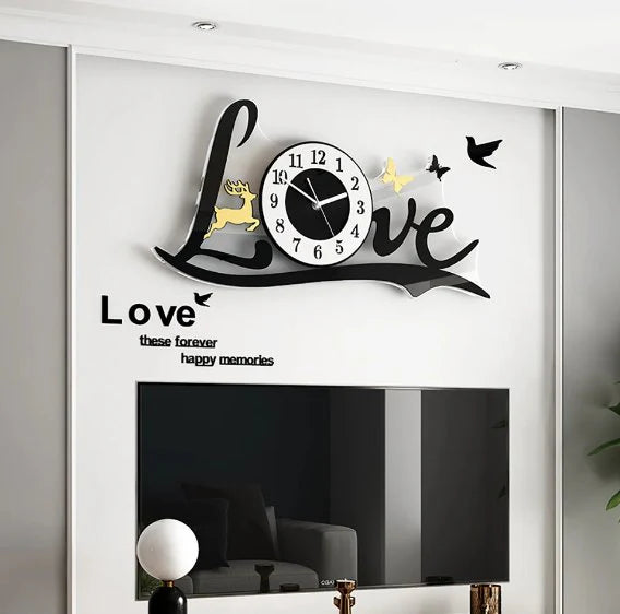 3D Love Acrylic Wall Clock Decor