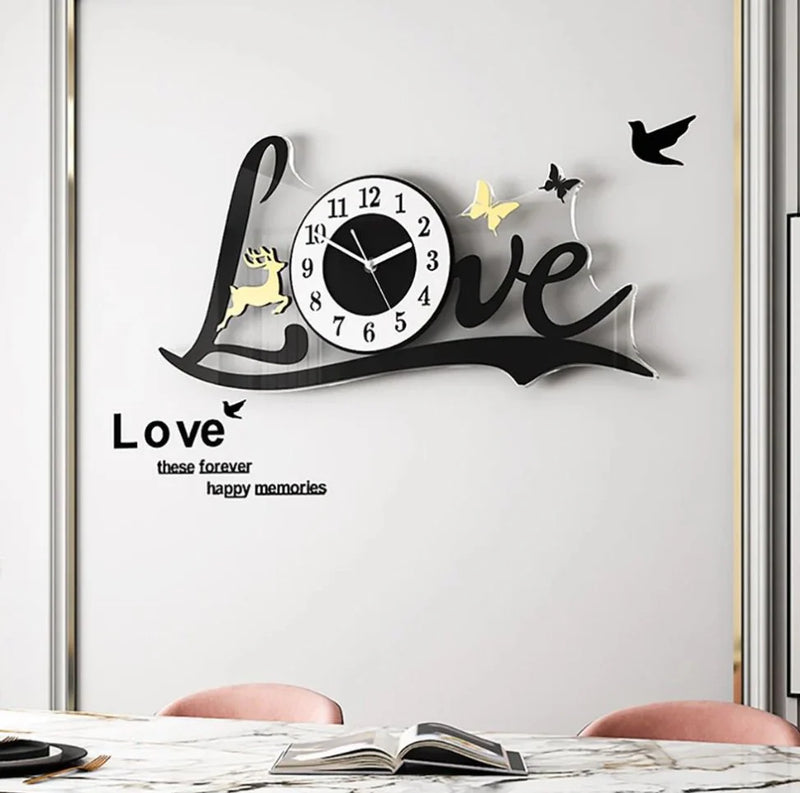 3D Love Acrylic Wall Clock Decor