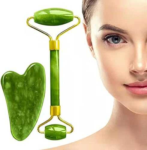Natural Marble Jade Roller & Gua Sha Set – 2-In-1 Facial Massager Kit