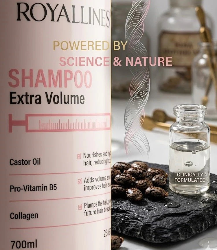 ROYAL LINES Extra Volume Shampoo (Castor Oil + Pro-Vitamin B5 + Collagen)