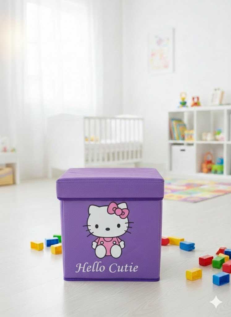 Brown Cube Storage Box – Cute Character Face Toy Organizer For Kids